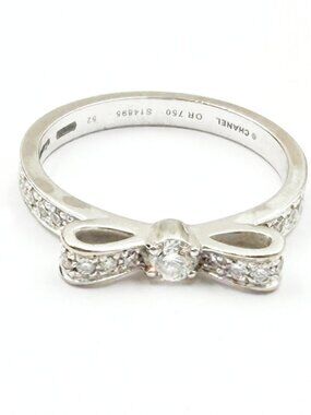 Chanel 18K 750 White Gold Ruben Ribbon Diamond Ring